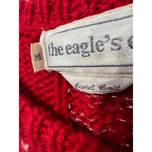 Vintage Wool Ugly Christmas Sweater Hand Knit Tree and Gifts Red Green Medium JL - Picture 8 of 11